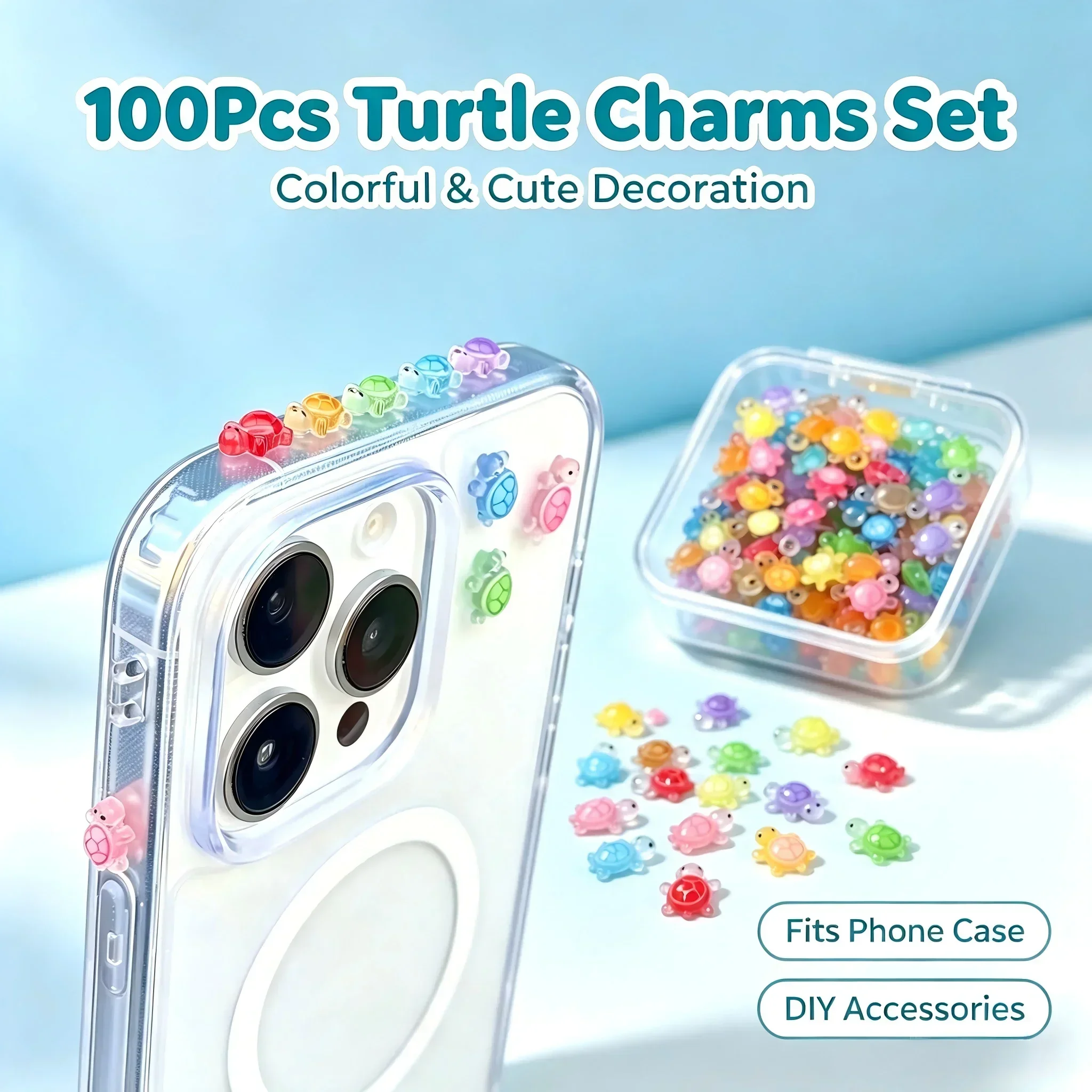 Resin Crafts Diy - 100 ชิ้น/ จี้เรซิ่นรูปเต่าแห่งโชคลาภ สไตล์เดียวกับไอดอล Kpop เต่าจิ๋ว
